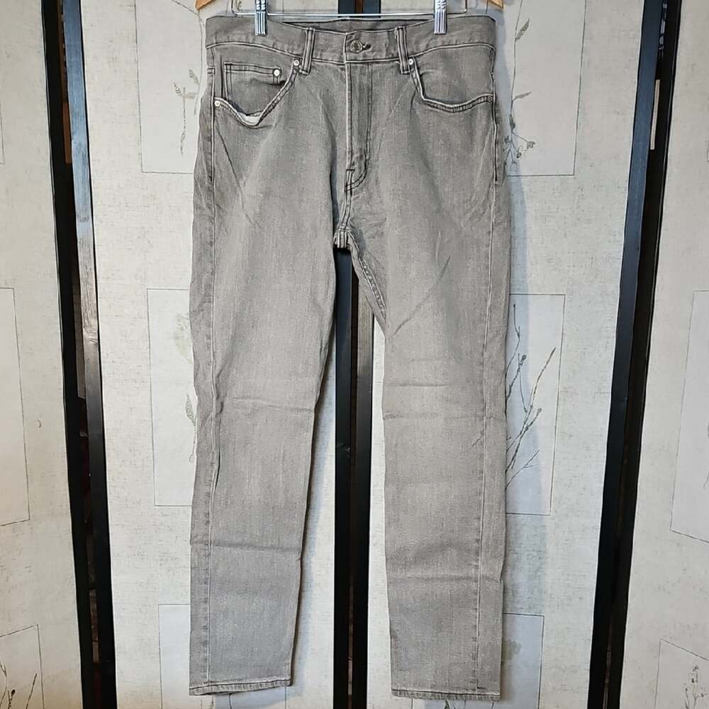 H&M Gray Slim Jeans with Smooth Texture and Standard Waistband
